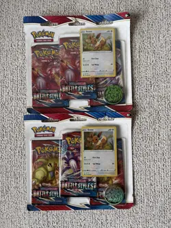 New Pokemon Sword and Shield Battle Styles Eevee Promo 3 Pack Blister - Lot of 2 - Image 1
