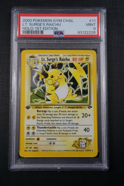 Pokemon 1st Edition Gym Challenge Lt Surge Raichu Holo #11 - PSA 9 - Image 1