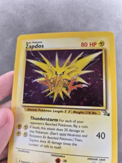 Pokemon TCG Zapdos (Cosmos Holo) 15/62 Fossil 1999-2000 Thunderstorm Deck - NM - Image 3