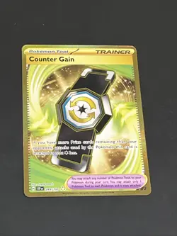 Gold Pokemon TCG Counter Gain 249/191 Surging Sparks Hyper Rare - Image 1
