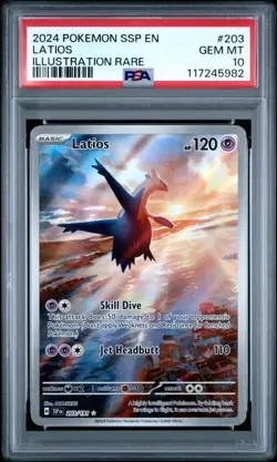 2024 POKEMON SSP EN-SURGING SPARKS #203 LATIOS ILLUSTRATION RARE PSA 10 GEM MINT - Image 1