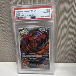 2023 Pokemon SV04 Paradox Rift Yveltal 205/182 Illustration Rare Holo PSA 8 - Image 1