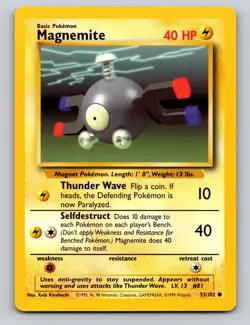 Magnemite 53/102 Common Base Set Unlimited Pokemon NM - Image 1