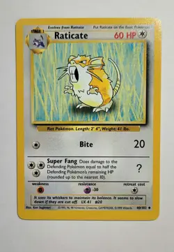 Raticate 40/102 Pokemon 1999 Unlimited Base Set LP - Image 1