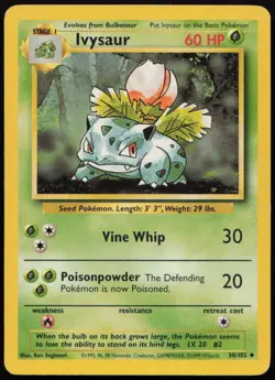 Ivysaur 30/102 MP Base Set Unlimited Uncommon Pokemon - Image 1