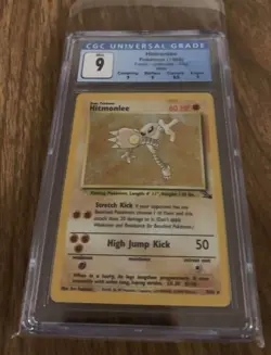 Hitmonlee Pokemon (1999) Fossil - Unlimited - 7/62 Holo - CGC 9 Mint - Image 1