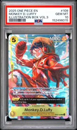 2025 ONE PIECE PROMOS ILLUSTRATION BOX VOL.3 #109 MONKEY D. LUFFY PSA 10 - Image 1