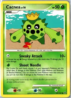 Pokemon Card - Cacnea Platinum 67/127 2009 Common Moderately Played - Image 1