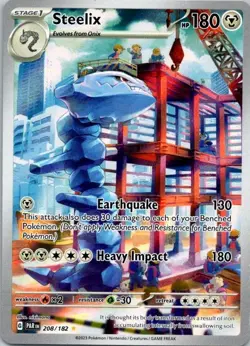 Pokemon TCG Steelix 208/182 Paradox Rift Illustration Rare Card NM (SKU 1-5) - Image 1
