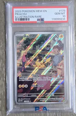 2023 POKEMON MEW EN-151 ILLUSTRATION RARE #173 PIKACHU PSA 10 - Image 1