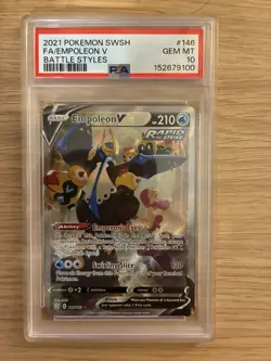 2021 POKEMON SWORD & SHIELD BATTLE STYLES #146 FA/EMPOLEON V PSA 10 - Image 1