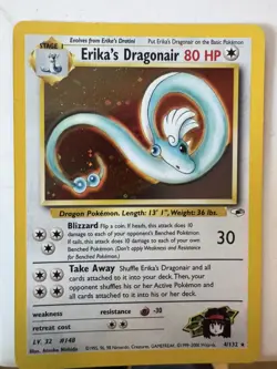 Erika's Dragonair 4/132 Holo Rare Gym Heroes Pokemon Unlimited Holo HP - Image 1