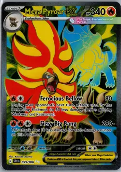 MEGA PYROAR EX ME04: CHAOS RISING 099/086 ULTRA RARE NM/M - Image 1