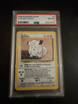 Wizards of the Coast 1999 Pokemon Clefairy 5/102 Base Set Holo PSA 8 - Image 1