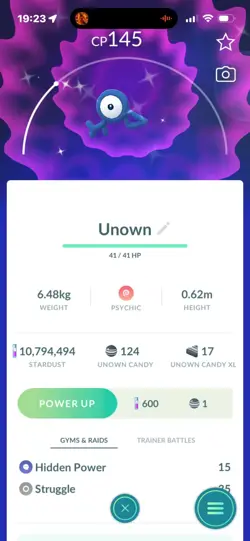 Pokemon Go Shiny Unown F - Image 1