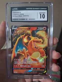 CGC 10 Charizard V Pokemon Brilliant Stars 017/172 Ultra Rare Holo English 2022 - Image 1