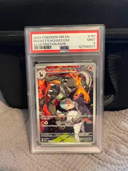 PSA 9 - 2025 POKEMON DRI EN-DESTINED RIVALS 191 TEAM ROCKET'S HOUNDOOM IR - Image 1