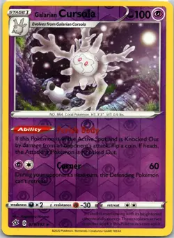 Galarian Cursola 079/192 Holo Rare Rebel Clash Pokemon Reverse Holo LP - Image 1