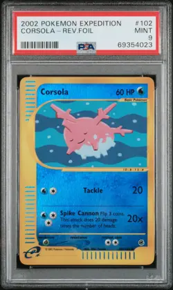 Pokemon Corsola Expedition Reverse Holo #102 PSA 9 Mint - Image 1