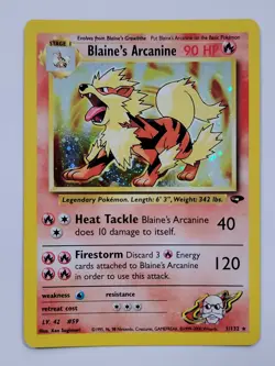 Pokemon LP Blaine's Arcanine Holo Rare 1/132 Gym Challenge English Unlimited - Image 1