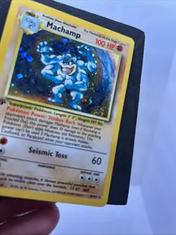 Pokemon TCG Base Set Unlimited MACHAMP Holo 8/102 Swirl - Image 4