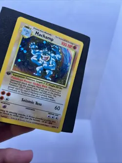 Pokemon TCG Base Set Unlimited MACHAMP Holo 8/102 Swirl - Image 5