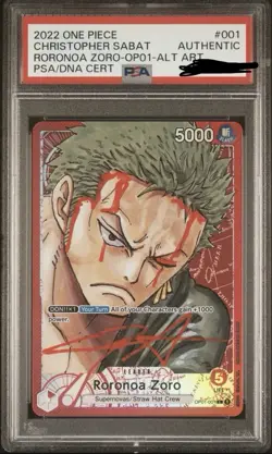2022 One Piece Roronoa Zoro Leader Alt Art OP01-001 Voice Actor Signed N Sketch - Image 1