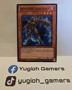 YUGIOH DESTINY HERO BLADE MASTER LCGX 1ST EDITION COMMON LIGHT PLAYED - Image 1