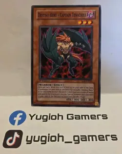 YUGIOH DESTINY HERO CAPTAIN TENACIOUS EOJ 2ST EDITION COMMON LIGHT PLAYED - Image 1
