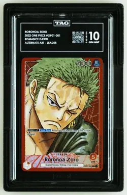 One Piece TCG Roronoa Zoro Card OP01-001 L Romance Dawn Holo Art - Image 1