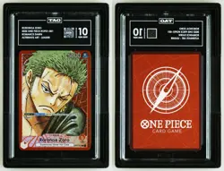 One Piece TCG Roronoa Zoro Card OP01-001 L Romance Dawn Holo Art - Image 3