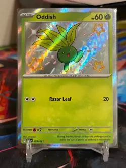 Pokemon Card Oddish 092/091 Baby Shiny Rare Paldean Fates - NM - Image 1