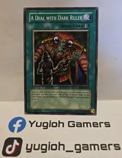 YUGIOH A DEAL WITH DARK RULER DCR COMMON LIGHT PLAYED UNLIMITED - Image 1