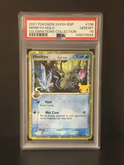 Pokemon Mimikyu PSA 10 💎Celebrations Coll. Black Star Holo Promo SWSH136 - Image 1
