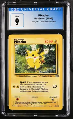 Pikachu 60/64 Jungle Pokemon CGC 9 Mint - Image 1