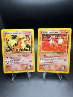 BLAINE’S GROWLITHE 62/132 GYM CHALLENGE & GYM HEROES VINTAGE MINT POKEMON CARDS - Image 1