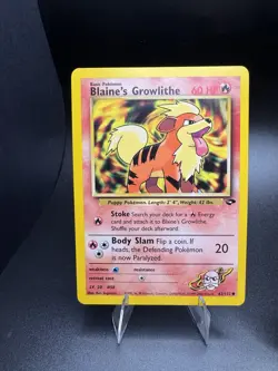 BLAINE’S GROWLITHE 62/132 GYM CHALLENGE & GYM HEROES VINTAGE MINT POKEMON CARDS - Image 3
