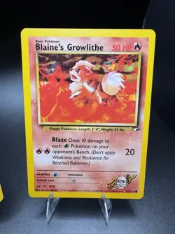 BLAINE’S GROWLITHE 62/132 GYM CHALLENGE & GYM HEROES VINTAGE MINT POKEMON CARDS - Image 4