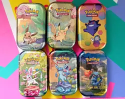 6 EMPTY Pokemon Mini Tins Kanto Friends Prismatic Evolutions 151 Ascended Heroes - Image 1