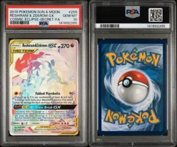Reshiram & Zekrom GX 2019 Pokemon Cosmic Eclipse Secret Rare Full Art 259 PSA 10 - Image 2