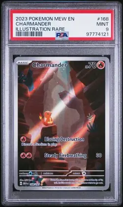 2023 POKEMON MEW EN-151 ILLUSTRATION RARE #168 CHARMANDER PSA 9 - Image 1