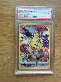 PSA 10 Pikachu 160/159 Crown Zenith Secret Rare Full Art Pokemon Gem Mint - Image 1