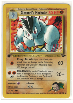 Giovanni’s Machoke 1st Edition 42/132 – Gym Challenge – Rare Pokemon Card LP/NM - Image 1