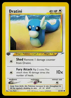 Pokemon Card - Dratini Neo Destiny 63/105 Common 1st Edition - Image 1
