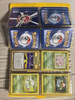 Vintage and New Pokemon Card Lot w/ Pikachu/Bulbasaur Binders & Poke Ball - Image 4