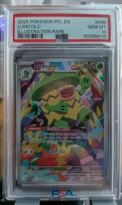 Pokemon Ludicolo 095/094 Me02: Phantasmal Flames Illustration Rare Holo PSA 10 - Image 1