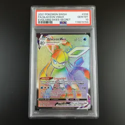 PSA 10 Glaceon Vmax 208/203 Pokemon Evolving Skies Rainbow Rare Graded Card - Image 1