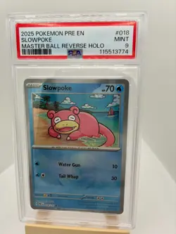 2025 POKEMON PRE EN-PRISMATIC EVOLUTIONS MASTER BALL REVERSE HOLO SLOWPOKE PSA 9 - Image 2