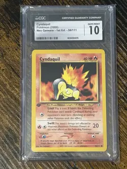Cyndaquil Pokemon 2000 Neo Genesis - 1st Edition - 56/111 CGC GM 10 - Image 1