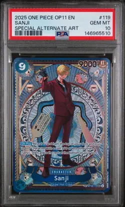 2025 PSA 10 ONE PIECE OP11-A FIST OF DIVINE SPEED | SPECIAL ALT ART SANJI 119 💎 - Image 1